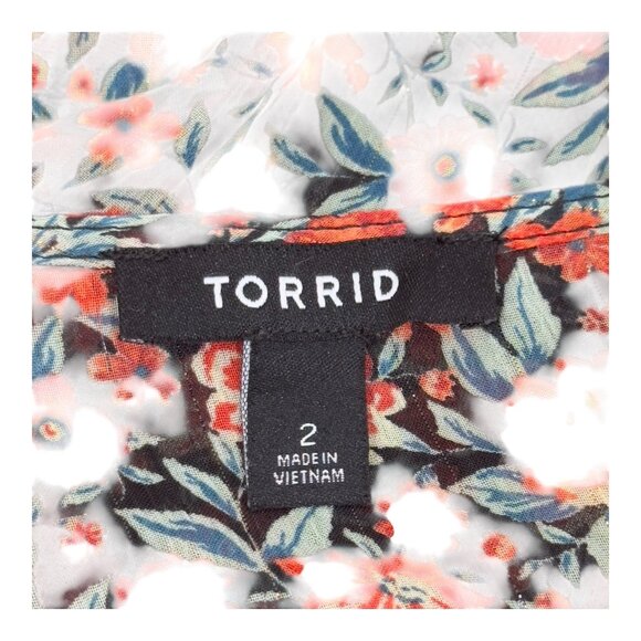 Torrid Womens Lurex Chiffon Floral Sheer Tie Front Maxi Kimono SZ 2 Long Sleeve - Picture 5 of 16